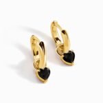 Black Obsidian Earrings - Love Hoops - Image 5