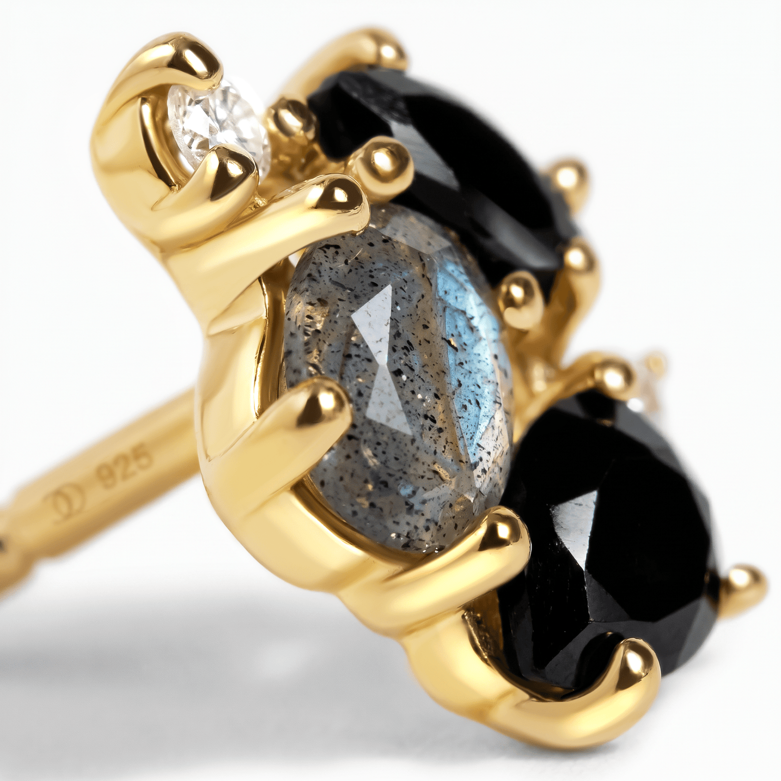 Black Obsidian Labradorite Earrings - Orion - Image 13
