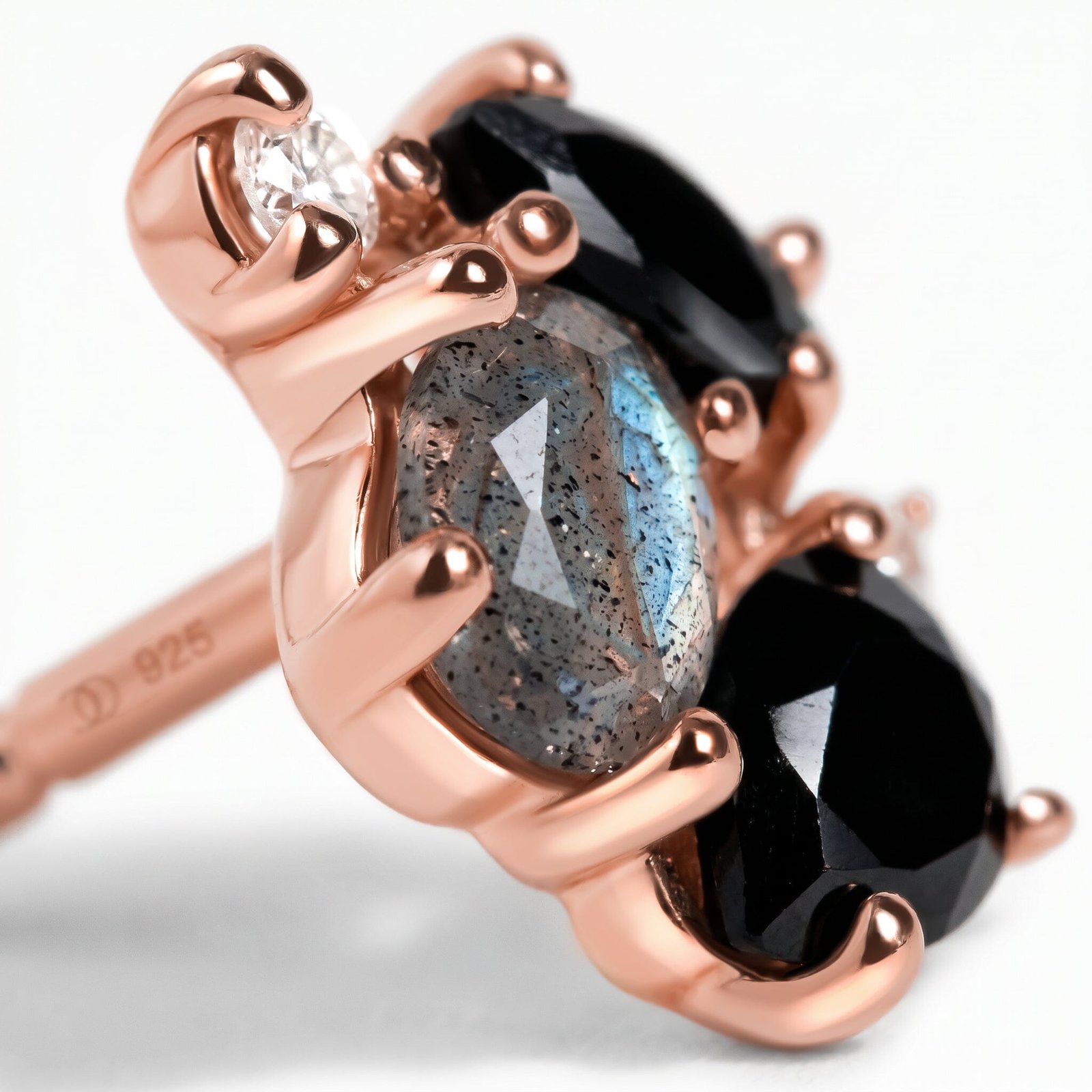 Black Obsidian Labradorite Earrings - Orion - Image 12