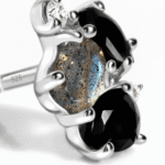 Black Obsidian Labradorite Earrings - Orion - Image 11