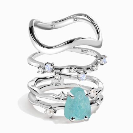 Amazonite Flow & Stardust & Waves Rings