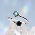 Adjustable Black Obsidian Labradorite Ring - Evolve - Image 10