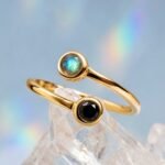 Adjustable Black Obsidian Labradorite Ring - Evolve - Image 15