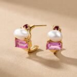 Queen Rhodolite Garnet Pearl Hoops - Treasure - Image 16