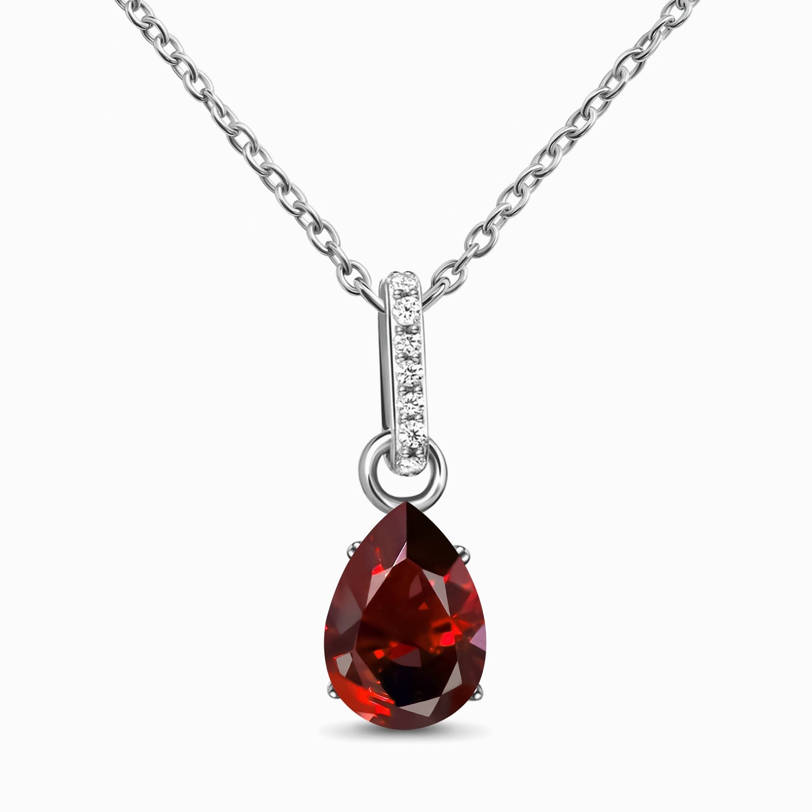 PIC-GAR-WN-76_1_4a3d1de7-38e8-4591-b057-7fedf7641314.jpg Fine Garnet Lab Diamond Necklace Sway - January Birthstone - Image 1