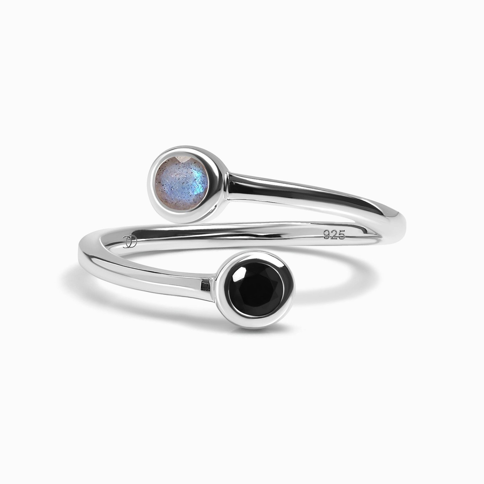 PIC-MS-ROSE-WR-ADJ-LAB_SIL.jpg Adjustable Black Obsidian Labradorite Ring - Evolve - Image 1