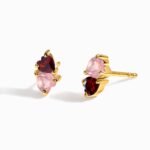 Rose Quartz & Garnet Earrings - Floating Hearts - Image 5