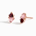 Rose Quartz & Garnet Earrings - Floating Hearts - Image 3