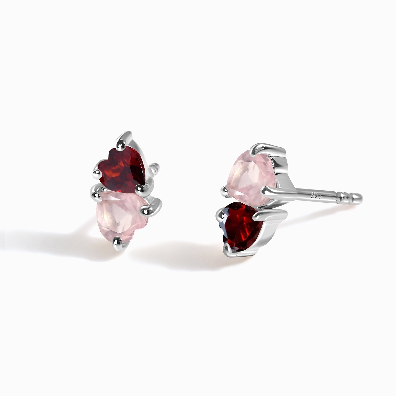 PIC-RQ.GAR-BWHITE-WE-TEM-5_1.jpg Rose Quartz & Garnet Earrings - Floating Hearts - Image 1