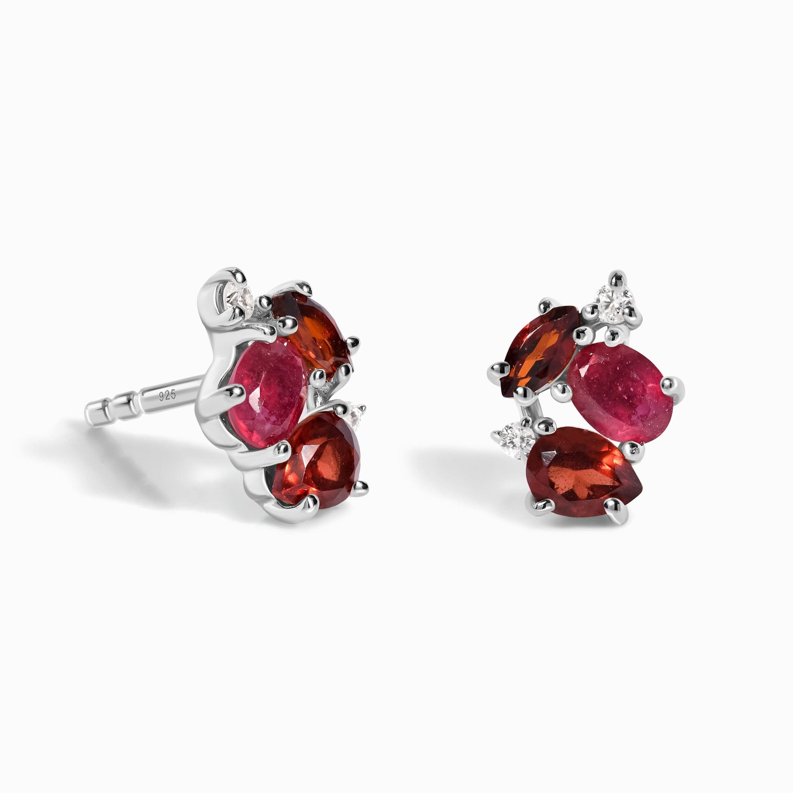 PIC-RUGAR-WE-CLUSTER-3_1.jpg Fine Ruby Garnet Lab Diamond Earrings - Orion - Image 1