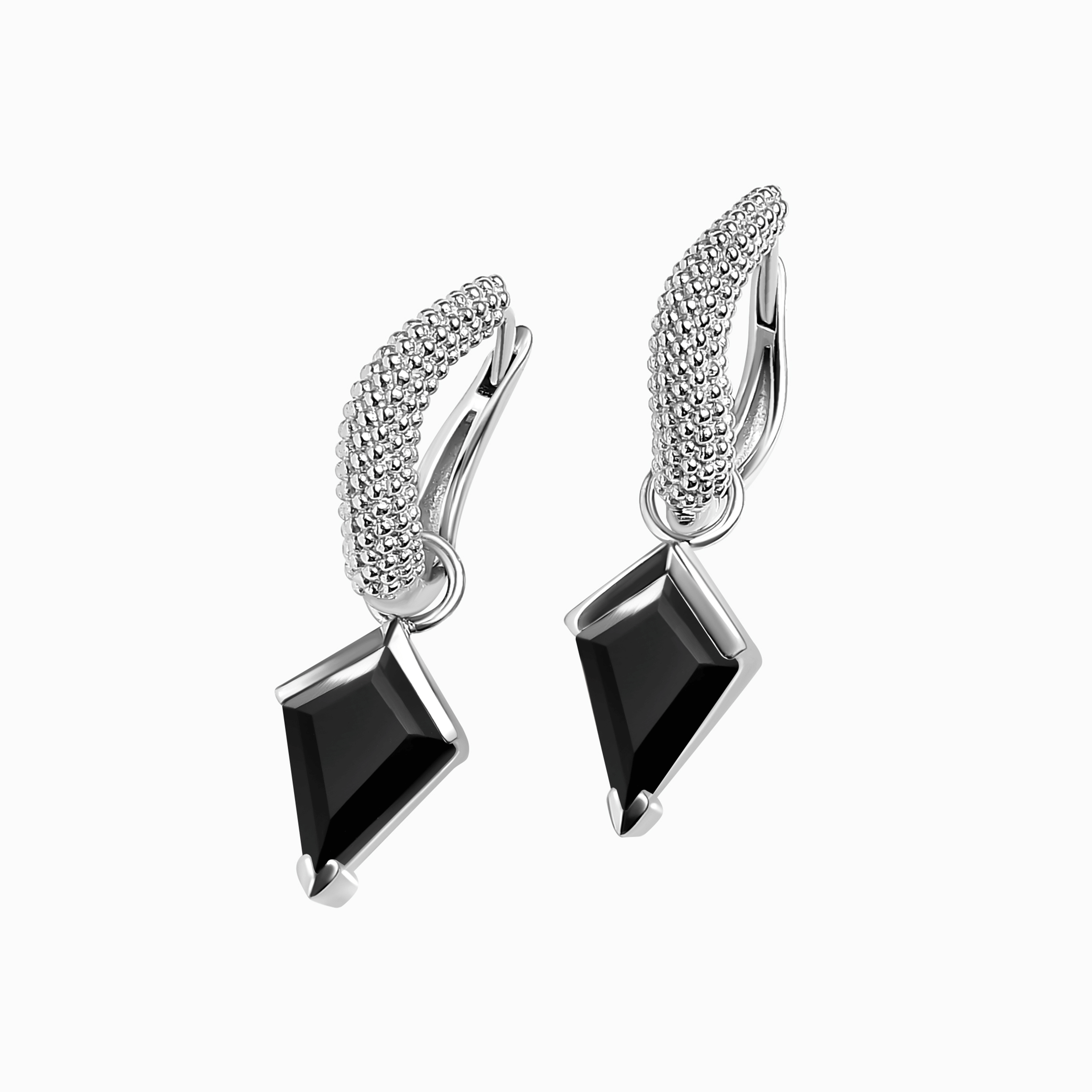 PPI-Hoops-GIF-BOB-SIL_fe74efd4-a710-49b9-b8af-46d7ebe6f0f4.gif Black Obsidian Earrings - Heroine Hoops - Image 1