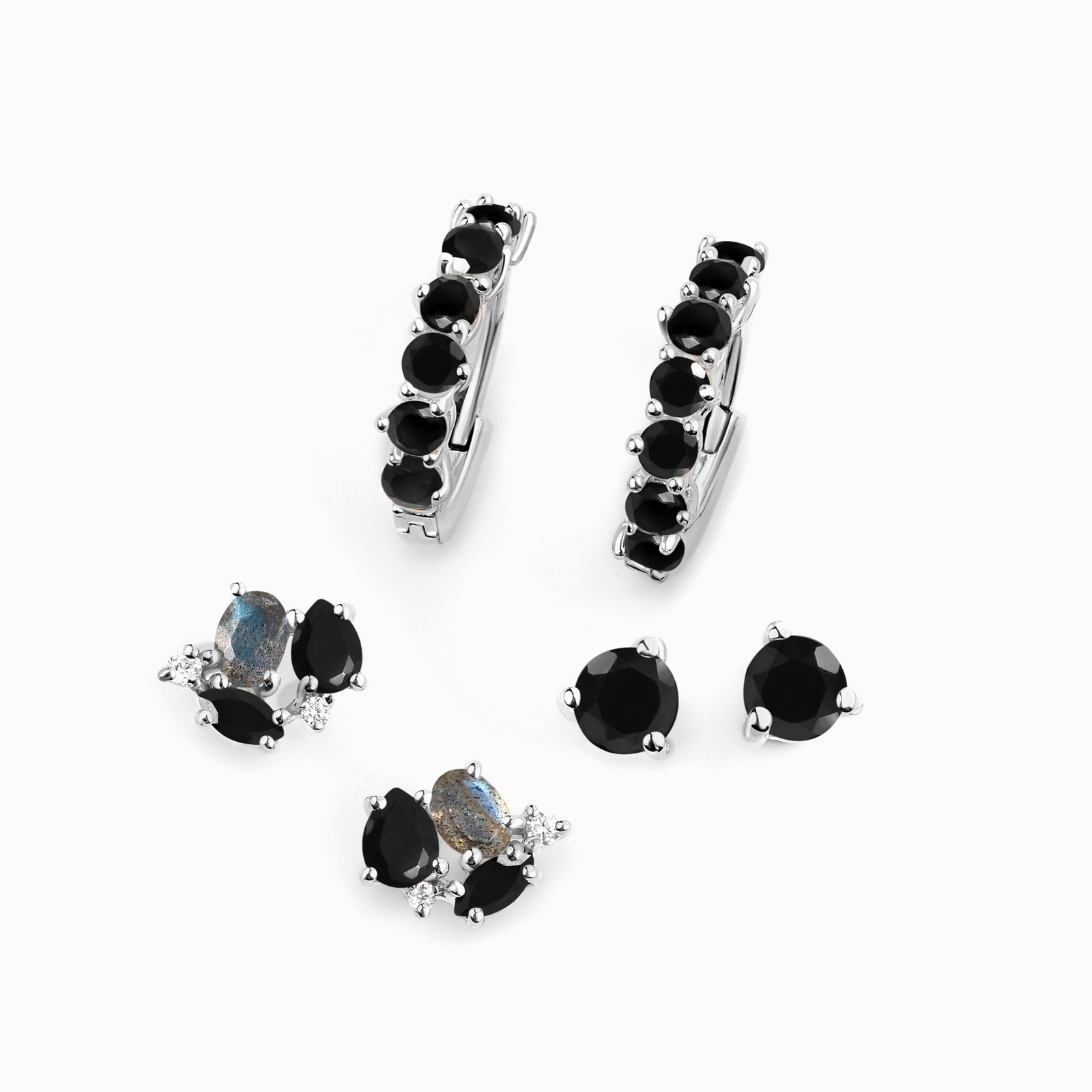 black-obsidian-labradorite-hoop-earring-set-high-vibe-trio-silver.jpg Black Obsidian & Labradorite Hoop Earring Set - High Vibe Trio - Image 1