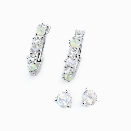 Moonstone & Opal Hoop Earring Set - High Vibes