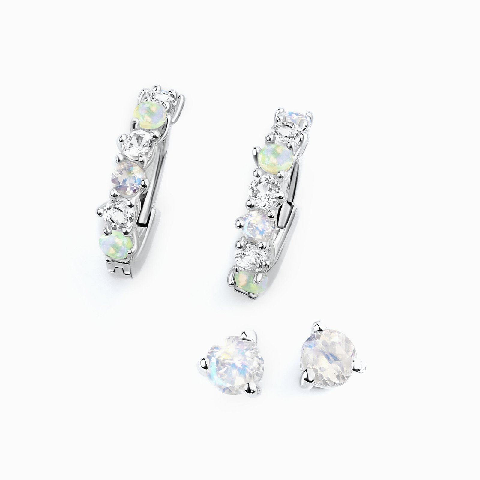 moonstone-opal-hoop-earring-set-high-vibes-silver.jpg Moonstone & Opal Hoop Earring Set - High Vibes - Image 1