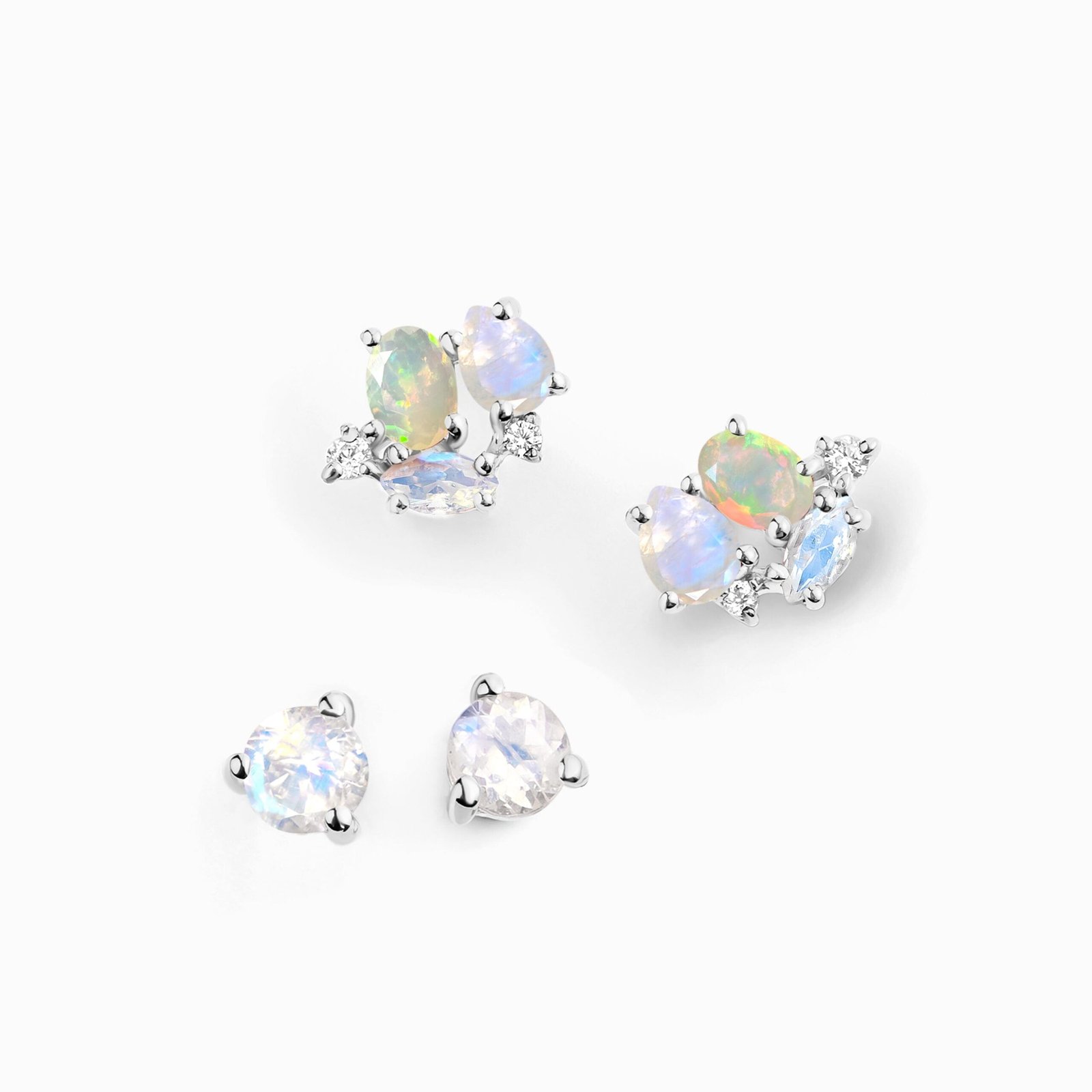 moonstone-opal-hoop-earring-set-positive-aura-silver.jpg Moonstone & Opal Hoop Earring Set - Positive Aura - Image 1